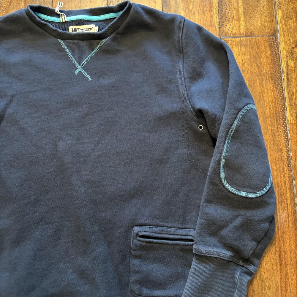 Tretorn Sweatshirt XL Blue Crewneck Pocket Elbow Patches - Picture 3 of 9